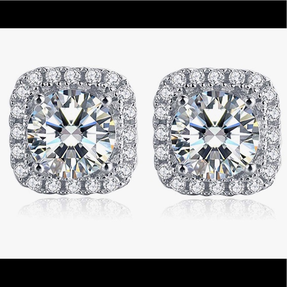 VVS Diamond Moissanite square earrings 2 cttw , GRA Certified pass diamond test - Picture 7 of 10